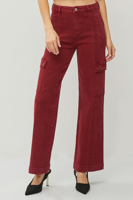 RISEN Full Size High Rise Wide Leg Cargo Jeans