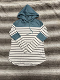Turquoise with stripes hooded top