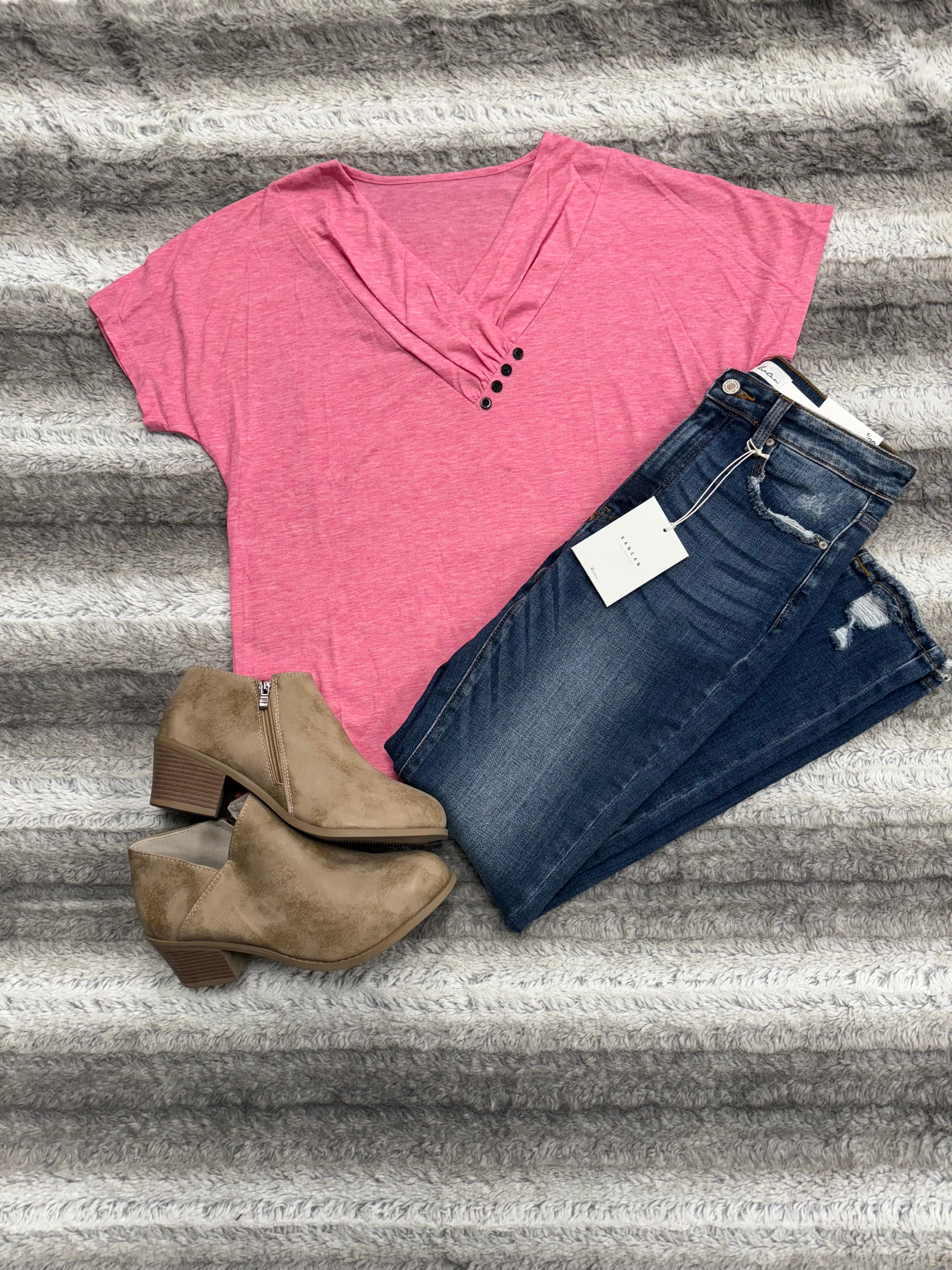 Pink top with button detail