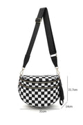 Color black Checkered Print Wide Strap Large Crossbody Bag
