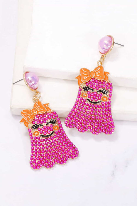 Smiling Ghost Shape Synthetic Pearl Earrings