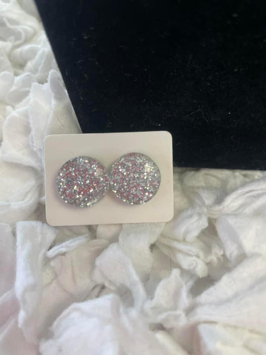 Silver glitter earrings