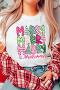White Cute MERRY Christmas Graphic Tee