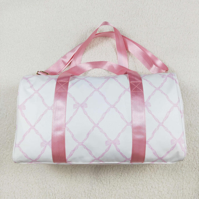 Pink and white bow bag