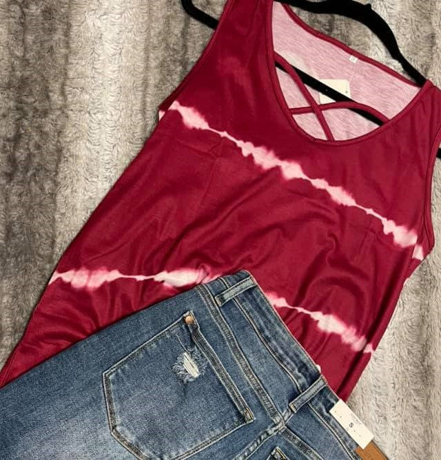 Maroon and white Tank