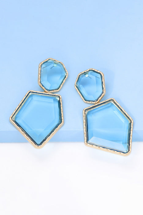 Geometrical Shape Zinc Alloy Frame Resin Dangle Earrings