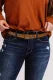 Brown Hollow-out Faux Leather Buckled Belt